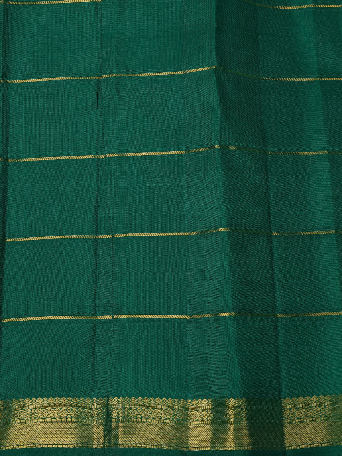 Teal Green-Green Pure Kanchipuram Silk Saree - Image 4