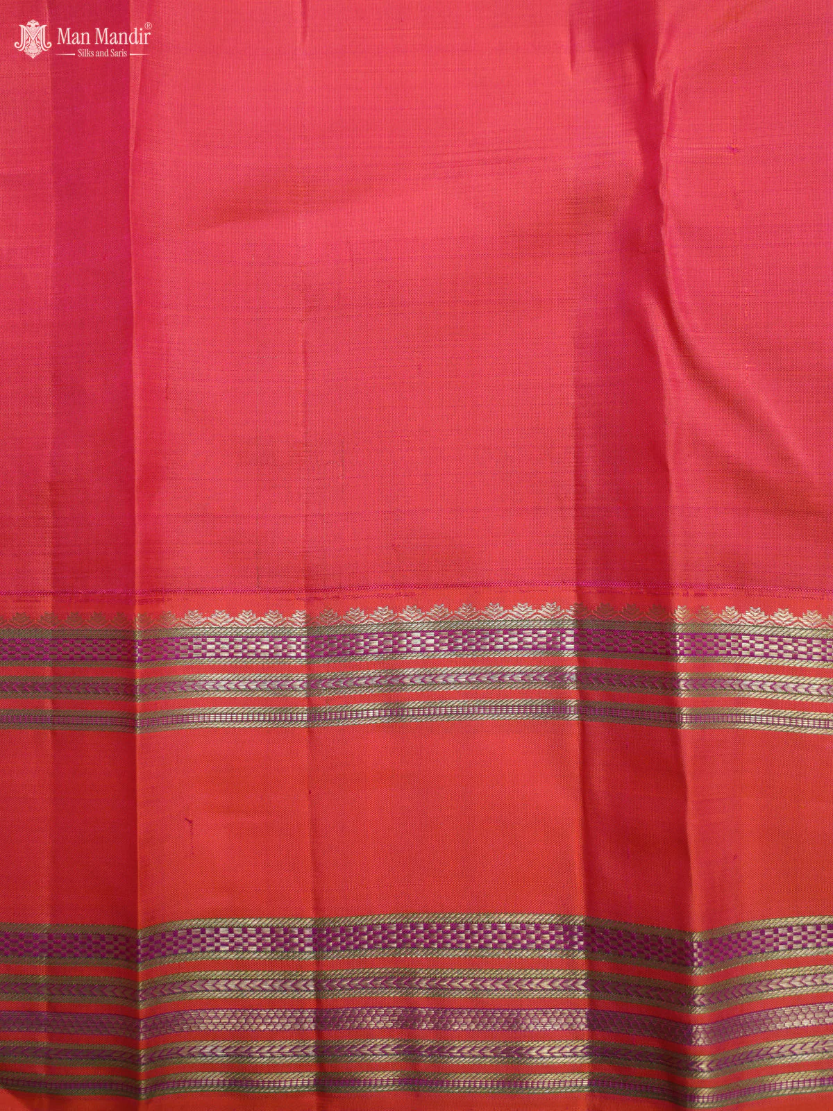 Teal Green - Orange Kanchipuram Silk Saree - Image 7