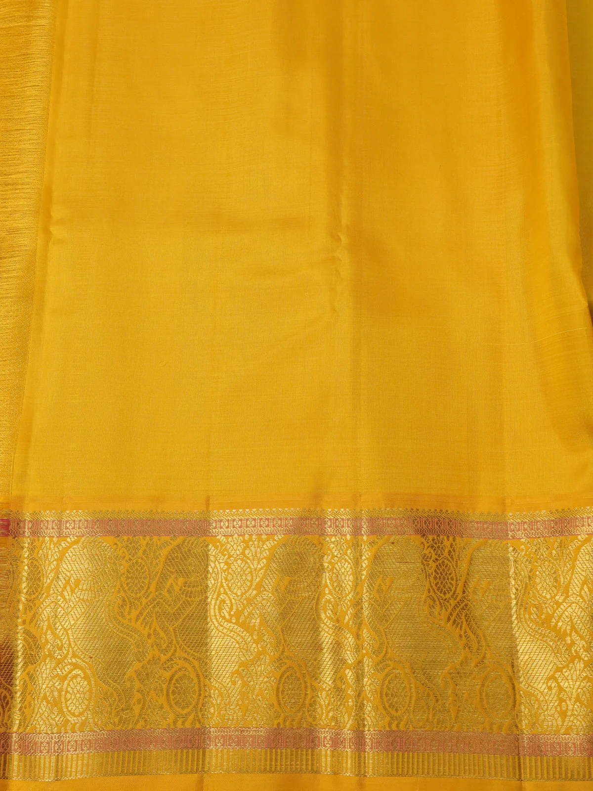 Teal Green-Yellow Pure Kanchipuram Silk Saree - Image 4