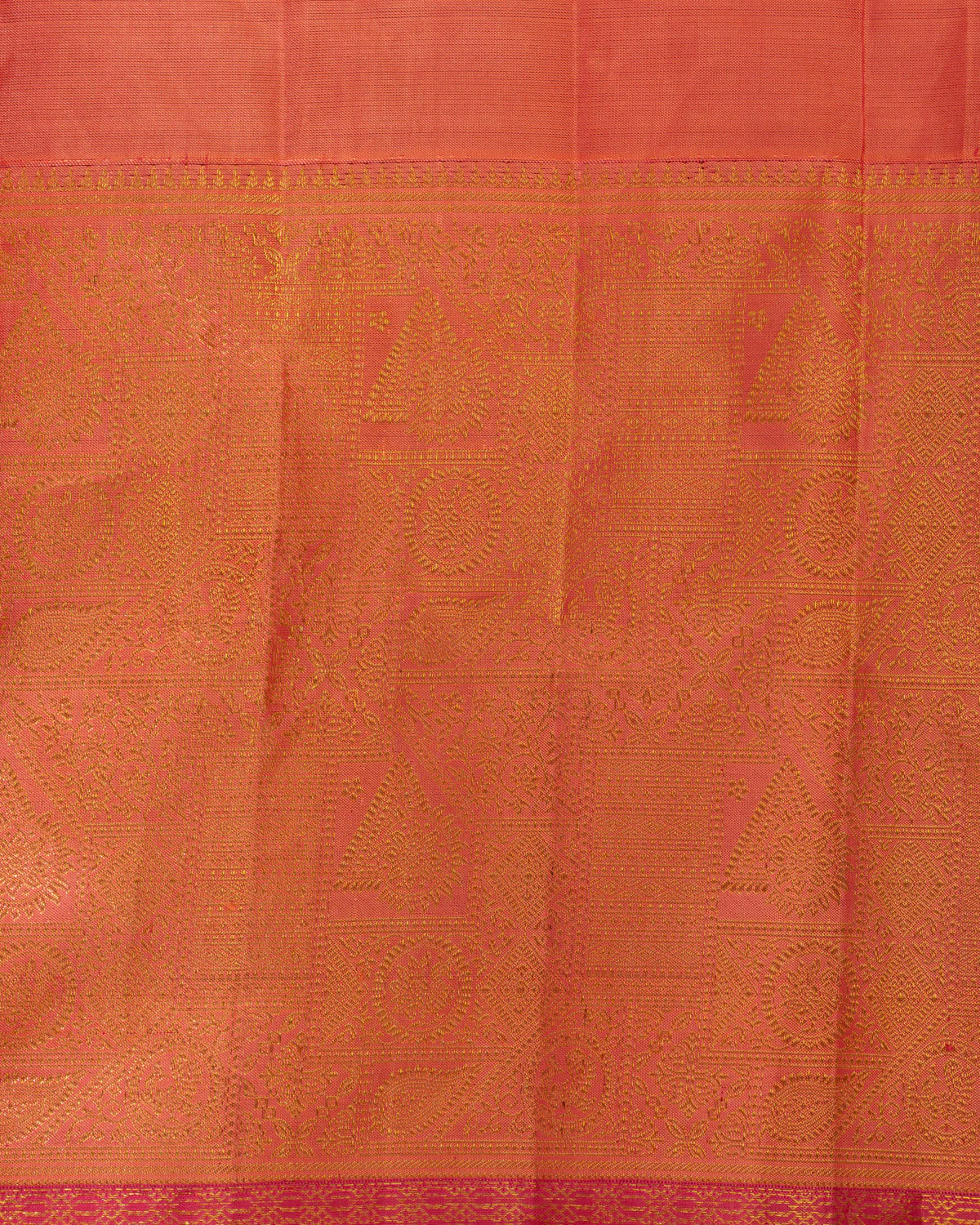 Lavender - Pink Tissue Kanchipuram Silk Saree With Long & Short Zari Border - Image 9