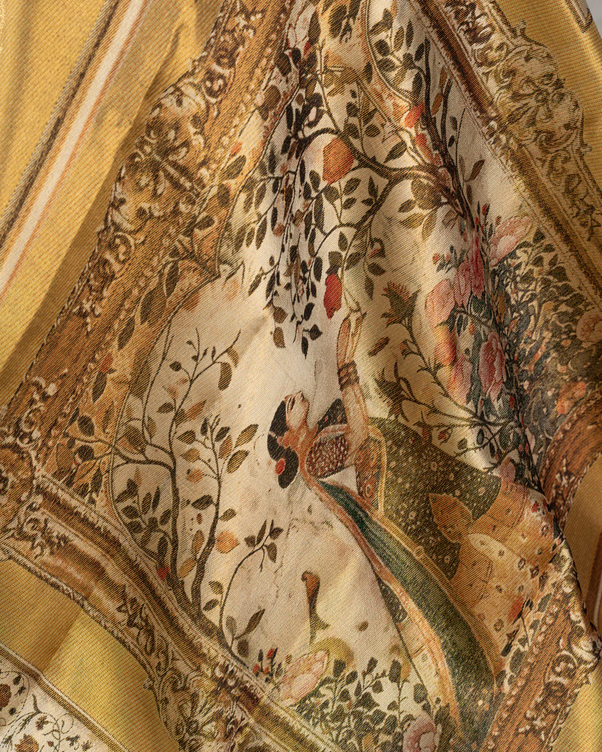Golden Tissue Kanchipuram Silk Saree With Exclusive Electronic Jacquard Weaves - Image 4
