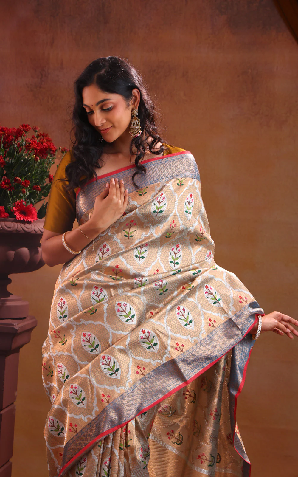 Gold Tissue Zari Kota Saree With Mina Weaves - Image 3