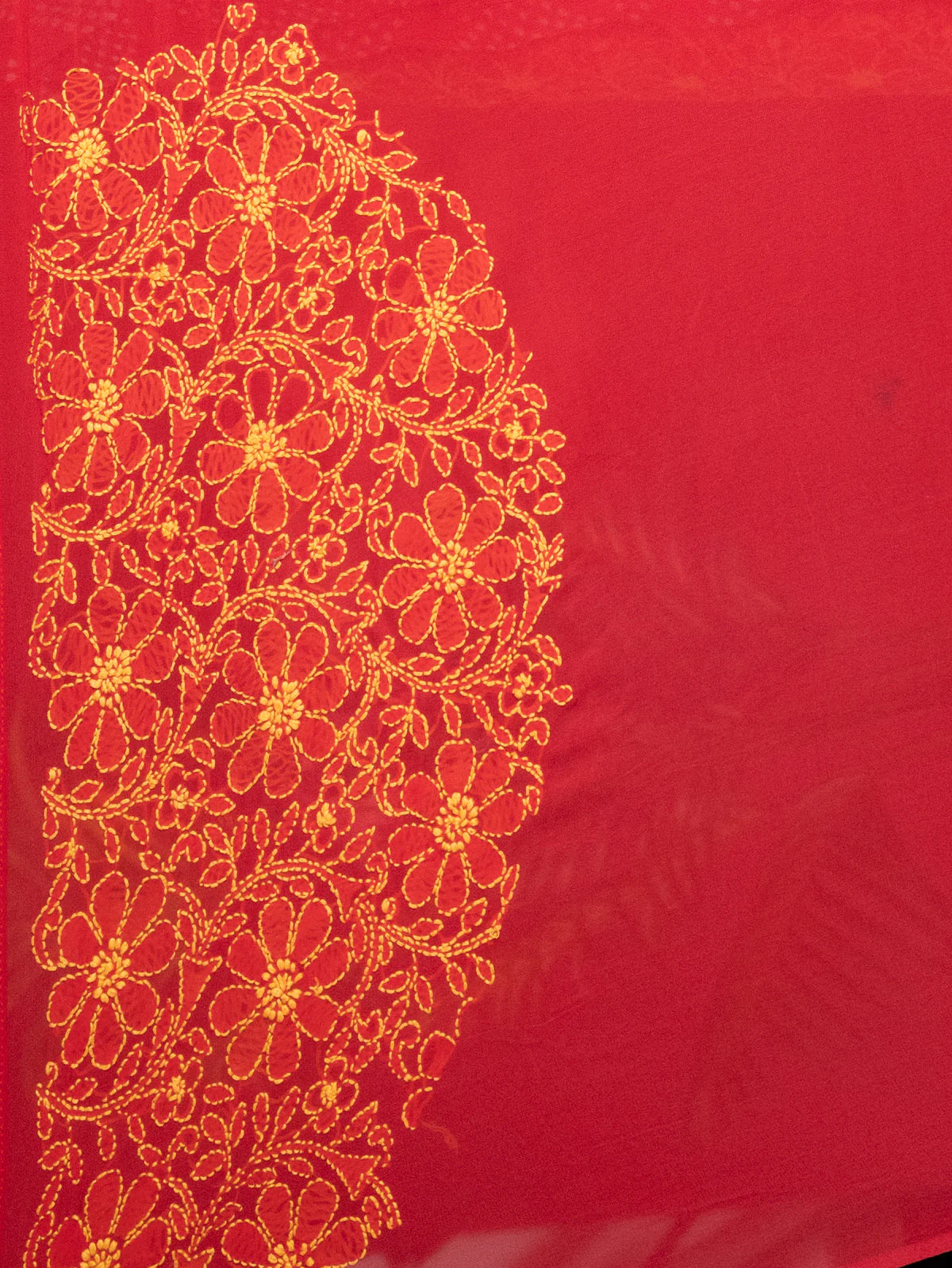 Tomato Red Georgette Saree With Bandhej - Image 5