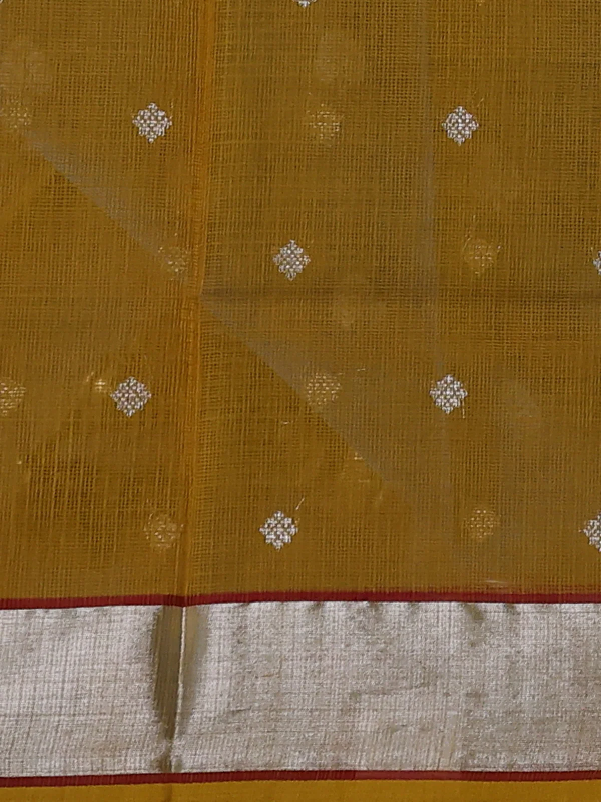 Turquoise Blue - Mustard Yellow Kota Cotton Real Zari Saree - Image 4