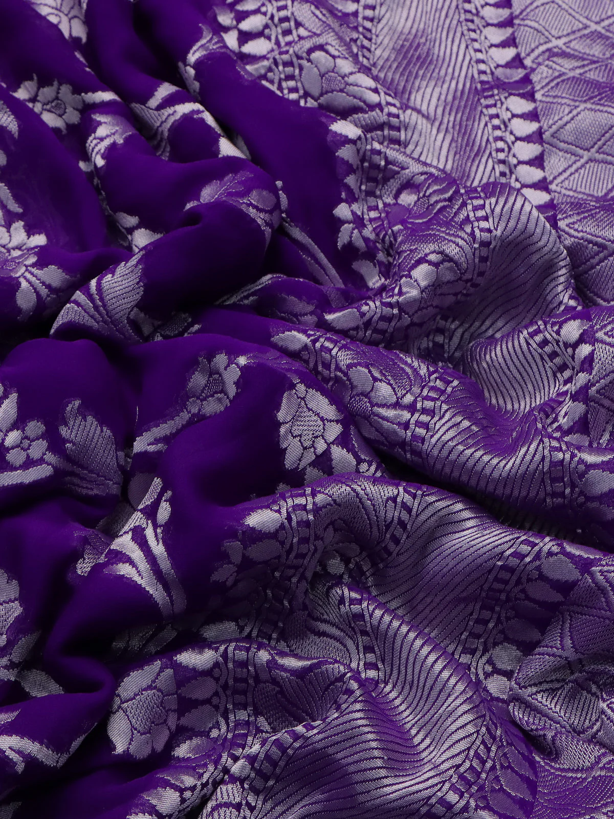 Violet Banarasi Georgette Saree - Image 3