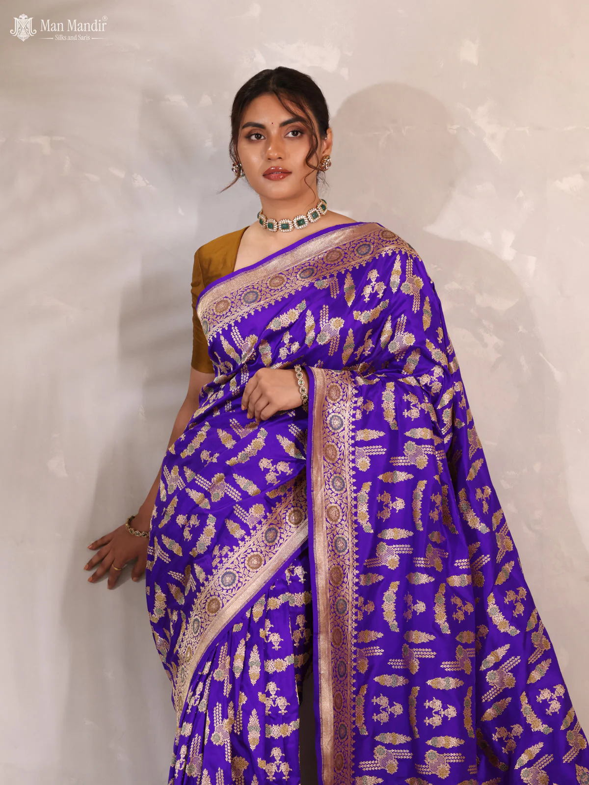 Violet Banarasi Kadwa Silk Saree - Image 2