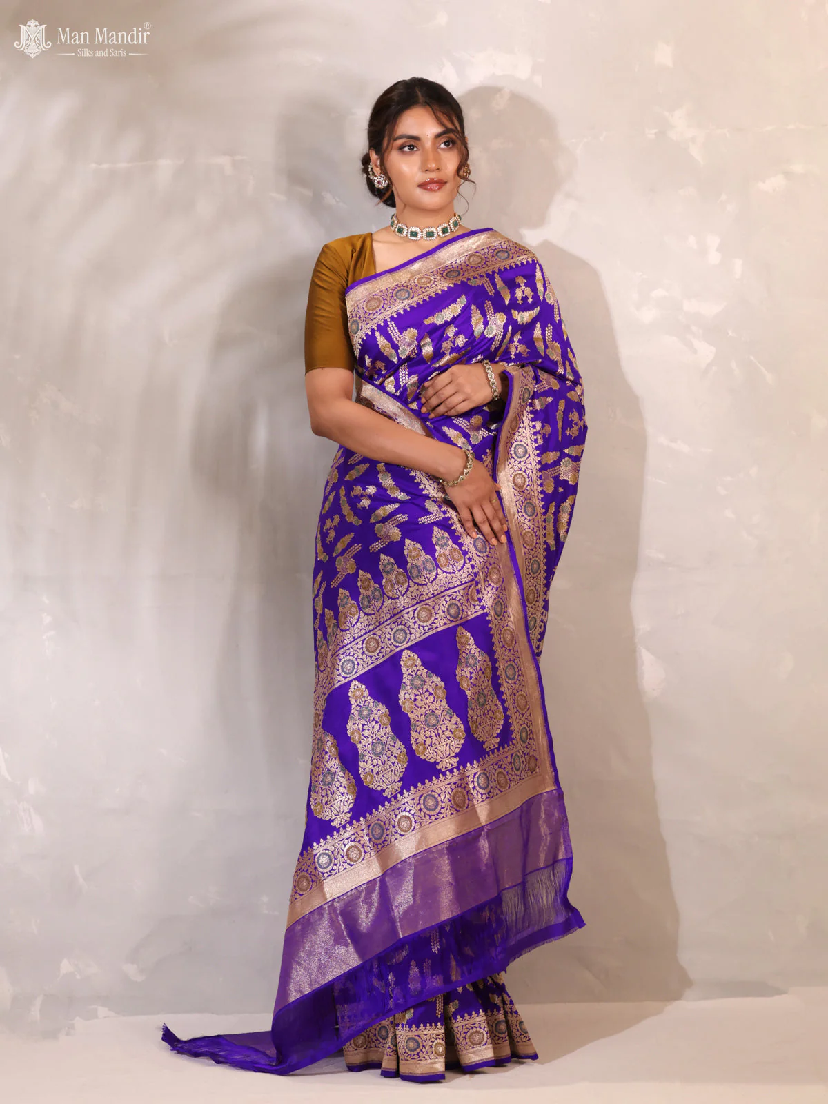 Violet Banarasi Kadwa Silk Saree - Image 4