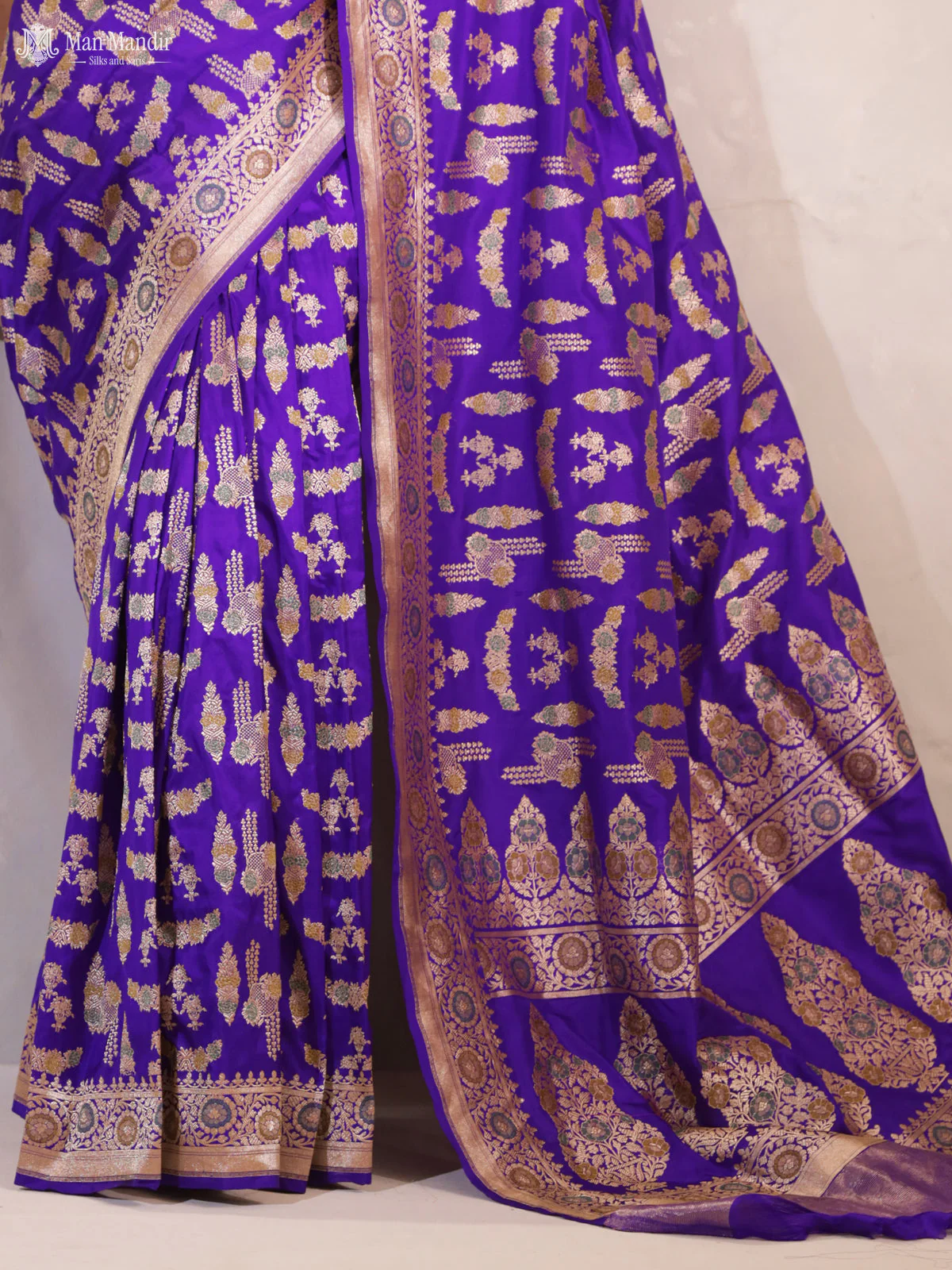 Violet Banarasi Kadwa Silk Saree - Image 5