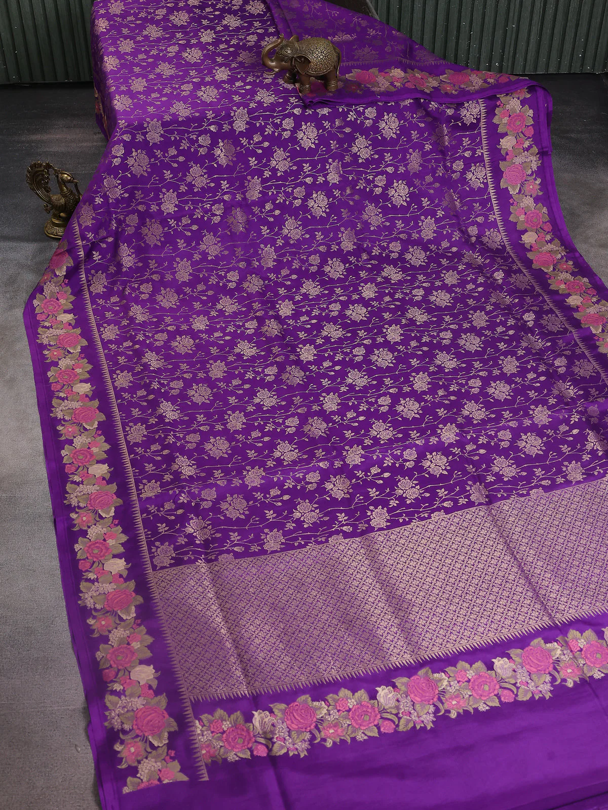 Violet Banarasi Silk Saree - Image 2