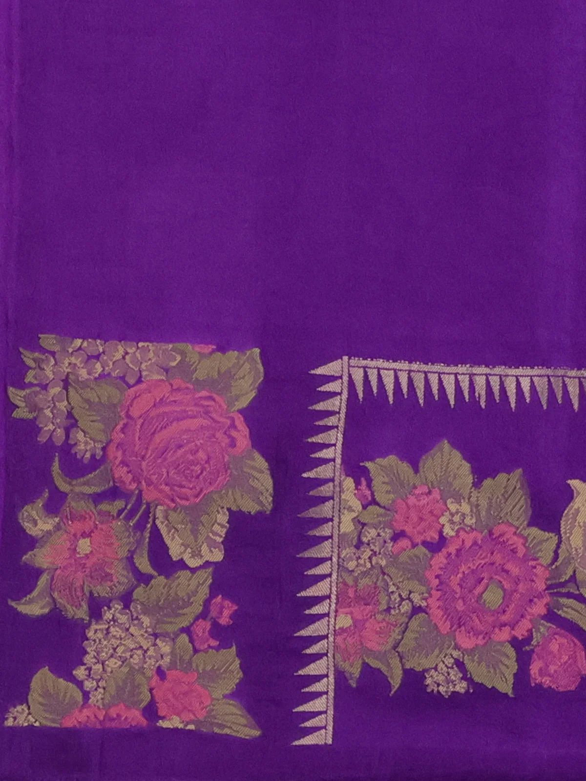 Violet Banarasi Silk Saree - Image 3