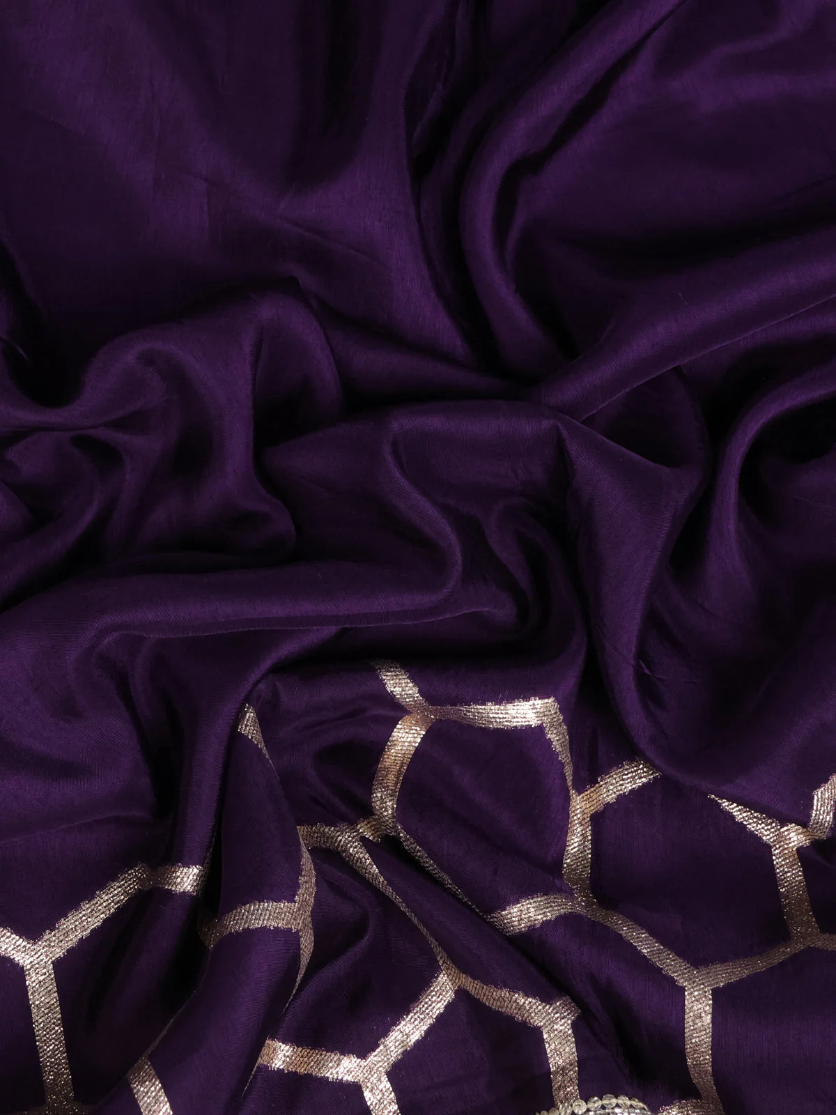 Violet Banarasi Silk Saree With Embroidered Readymade Blouse - Image 3