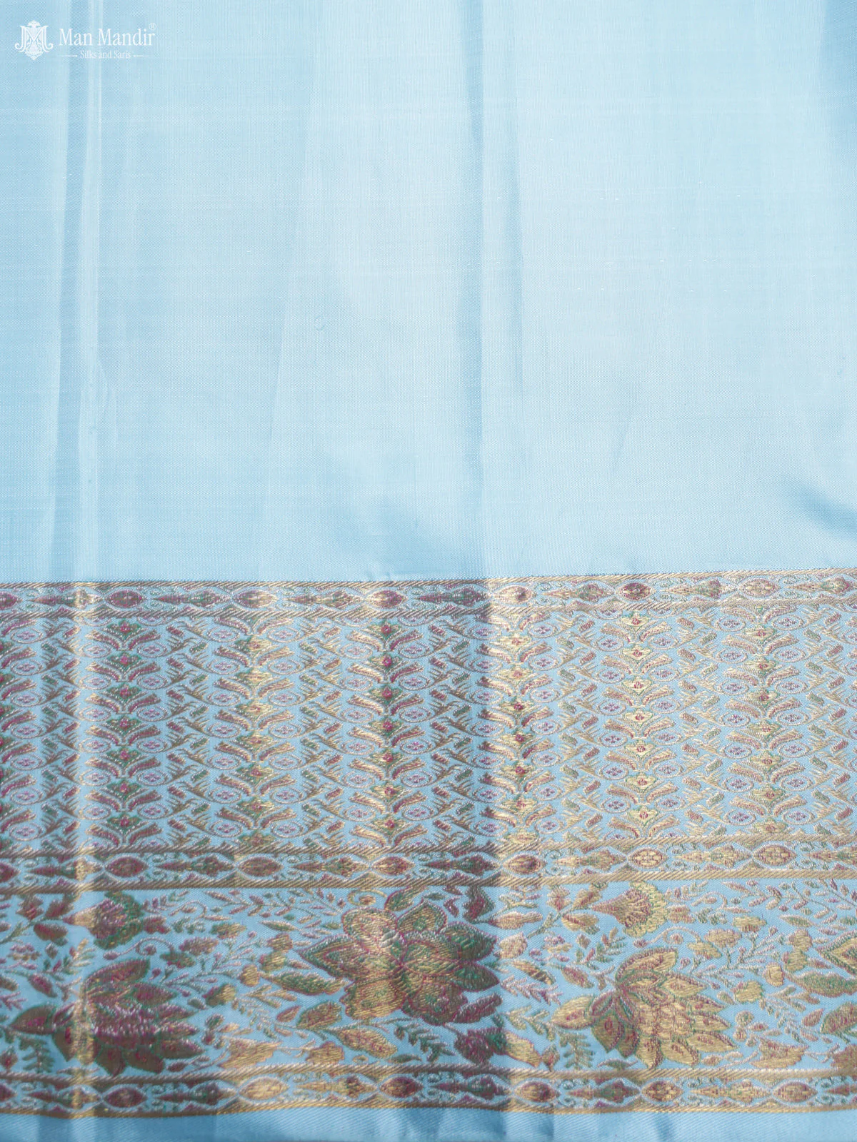 Violet - Light Blue Kanchipuram Silk Saree - Image 6
