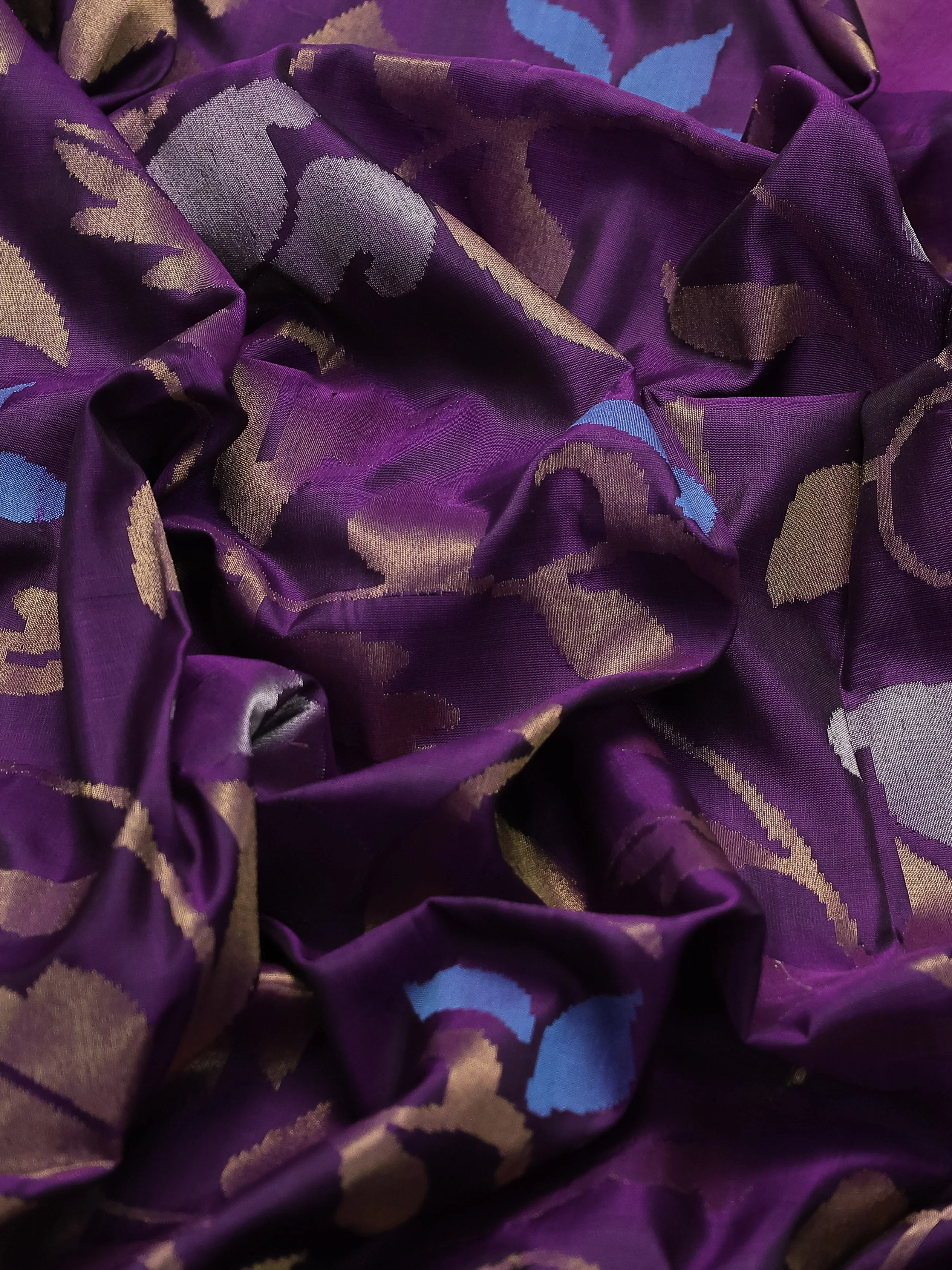 Violet Uppada Silk Saree With Jamdhani Weaves - Image 3