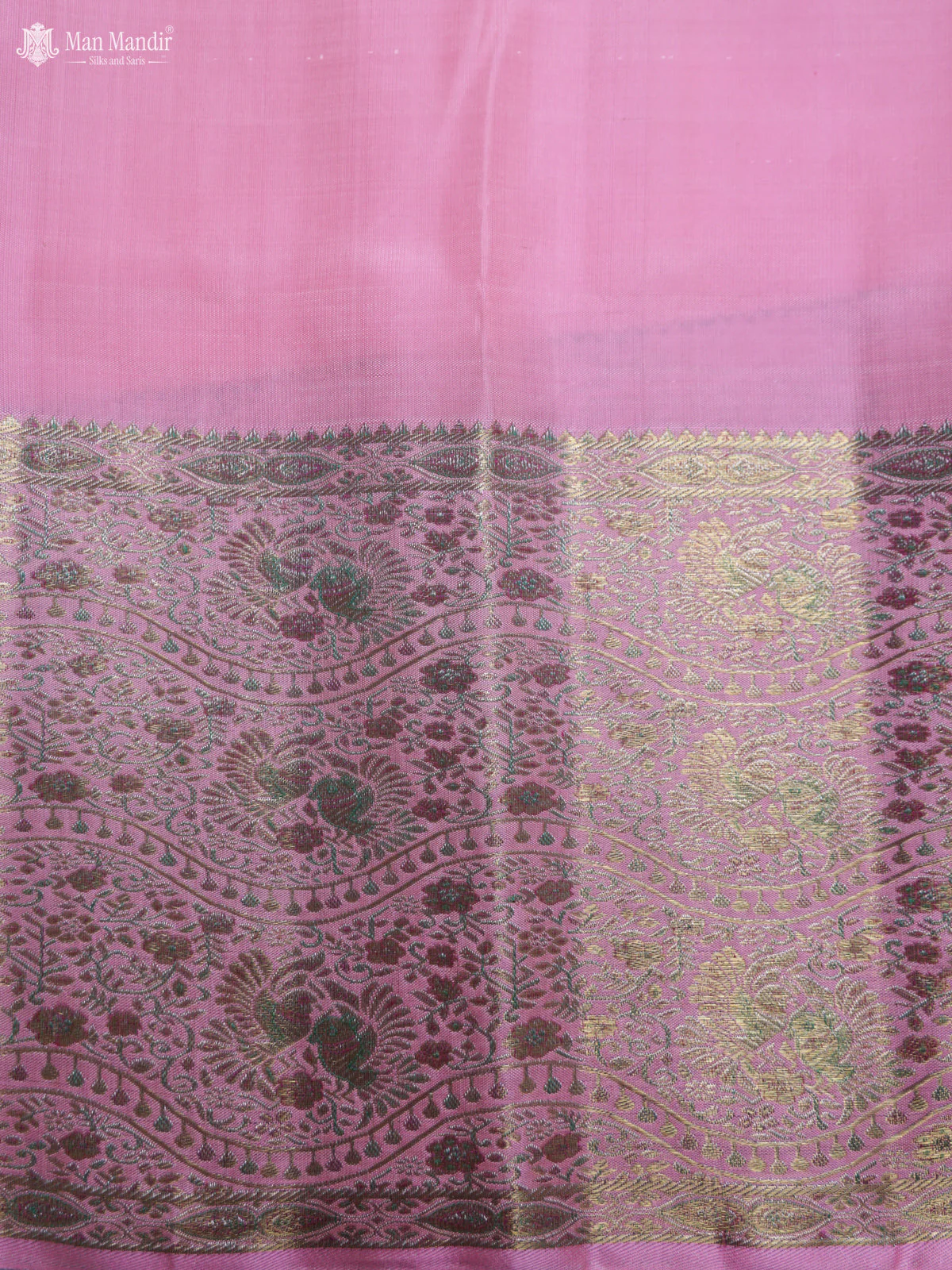 Wine Shade - Light Pink Kanchipuram Silk Saree - Image 7