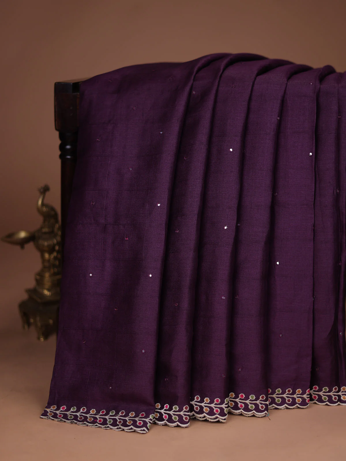 Wine Tussar Silk Saree - Image 2