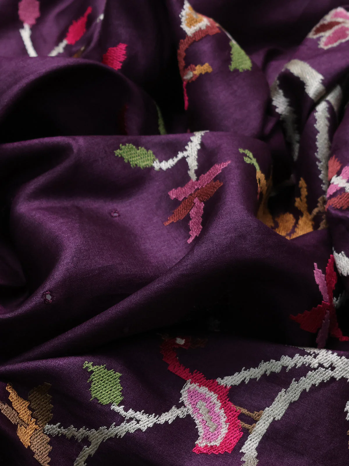 Wine Tussar Silk Saree - Image 3