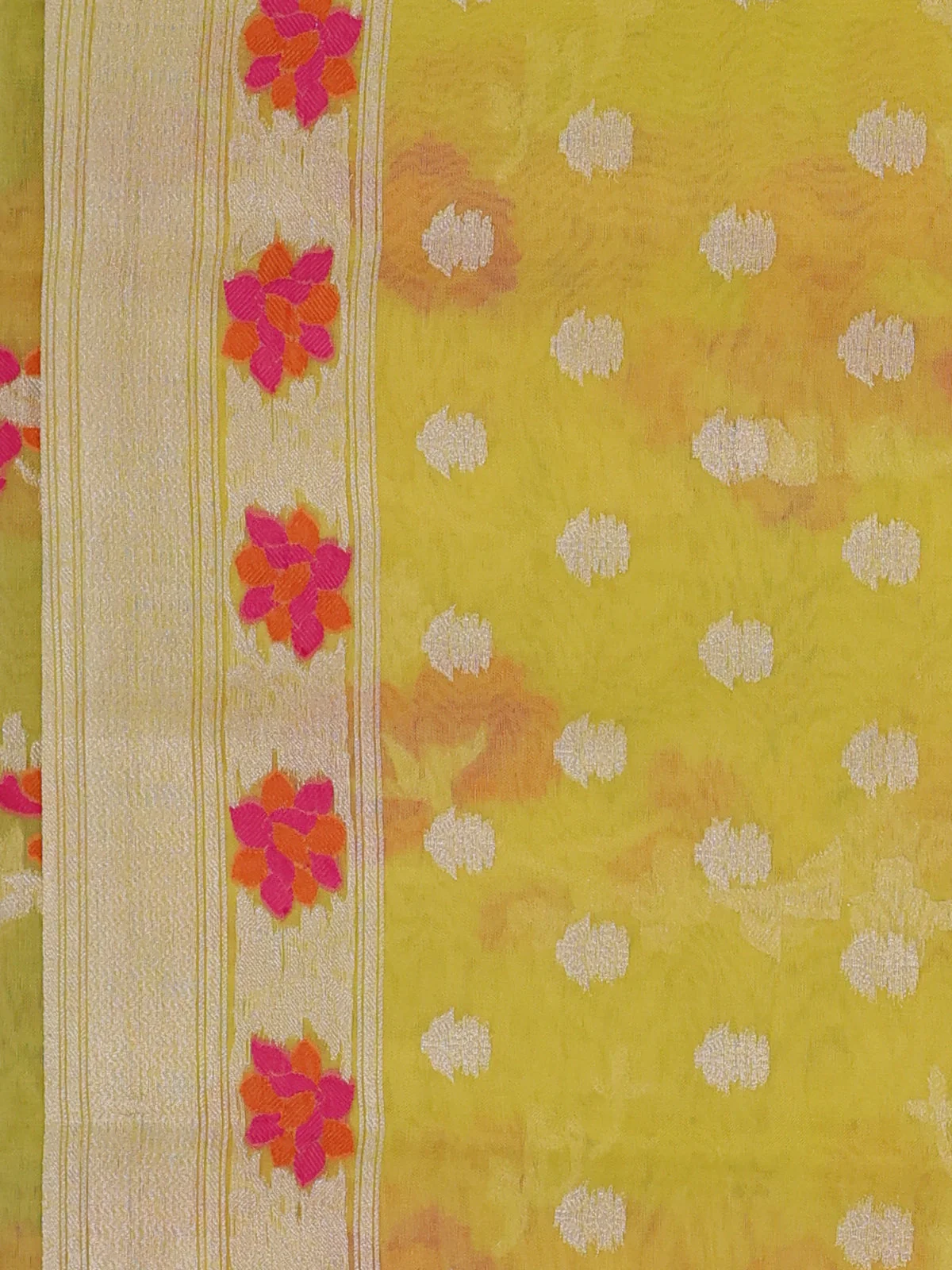 Yellow Banarasi Kora Saree - Image 3