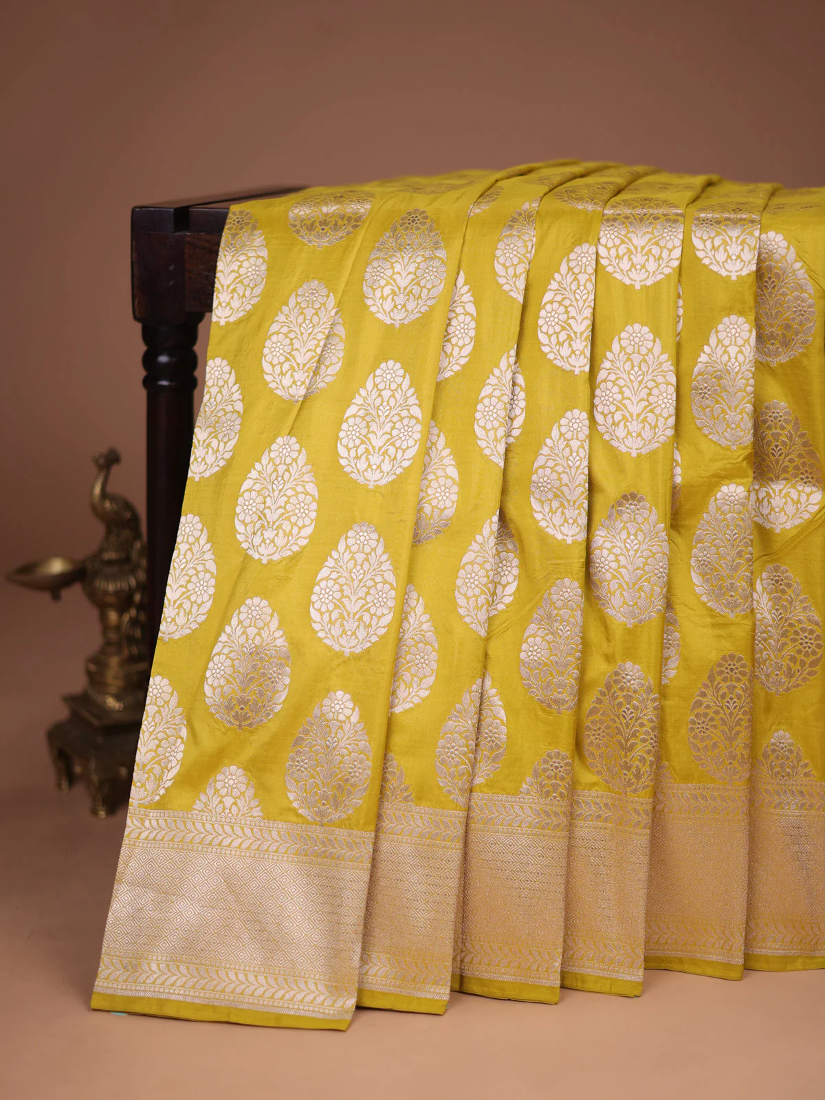 Yellow Banarasi Silk Saree - Image 2