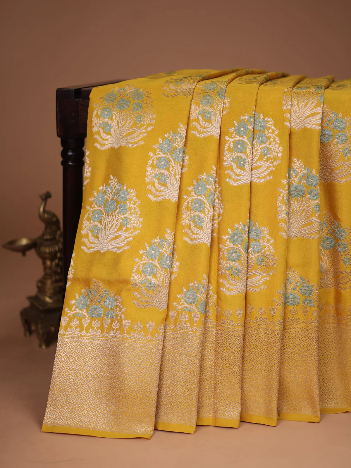 Yellow Banarasi Silk Saree - Image 2