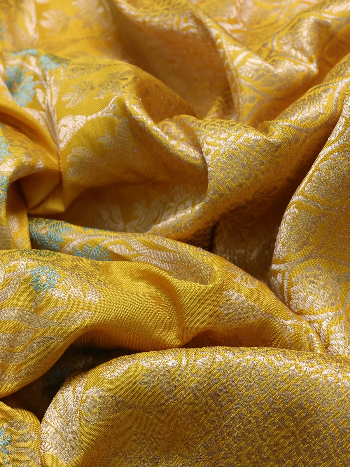 Yellow Banarasi Silk Saree - Image 3