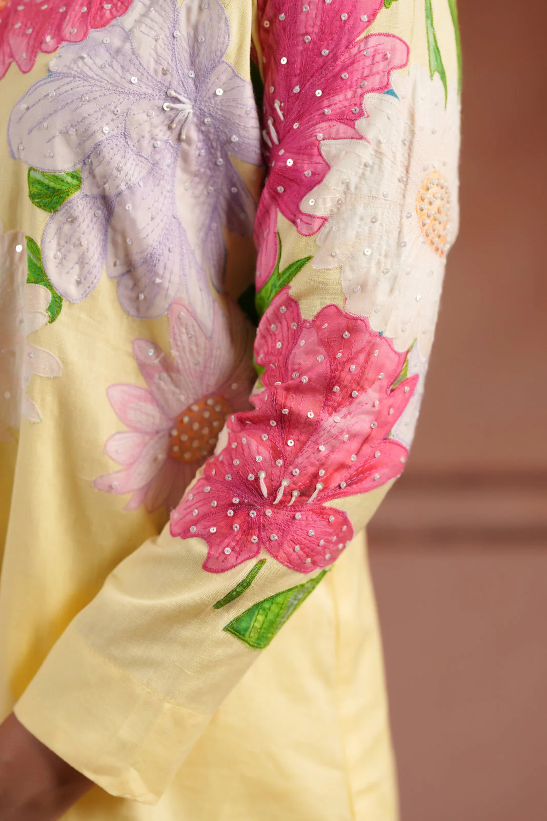 Yellow Cotton Collared Co-Ord Set With Floral Prints Straight Cut Pant - Image 11