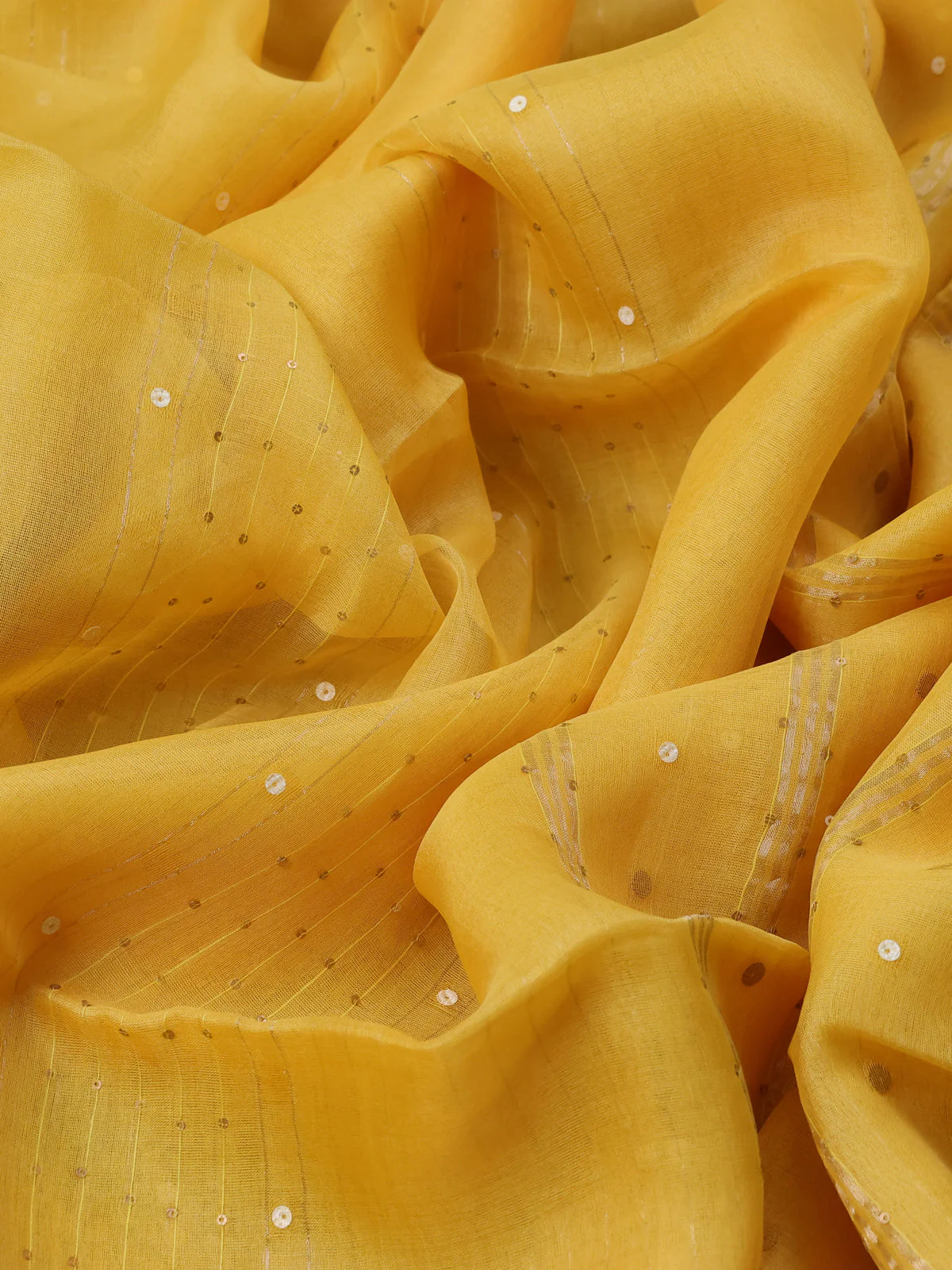 Yellow Muslin Organza Saree - Image 3