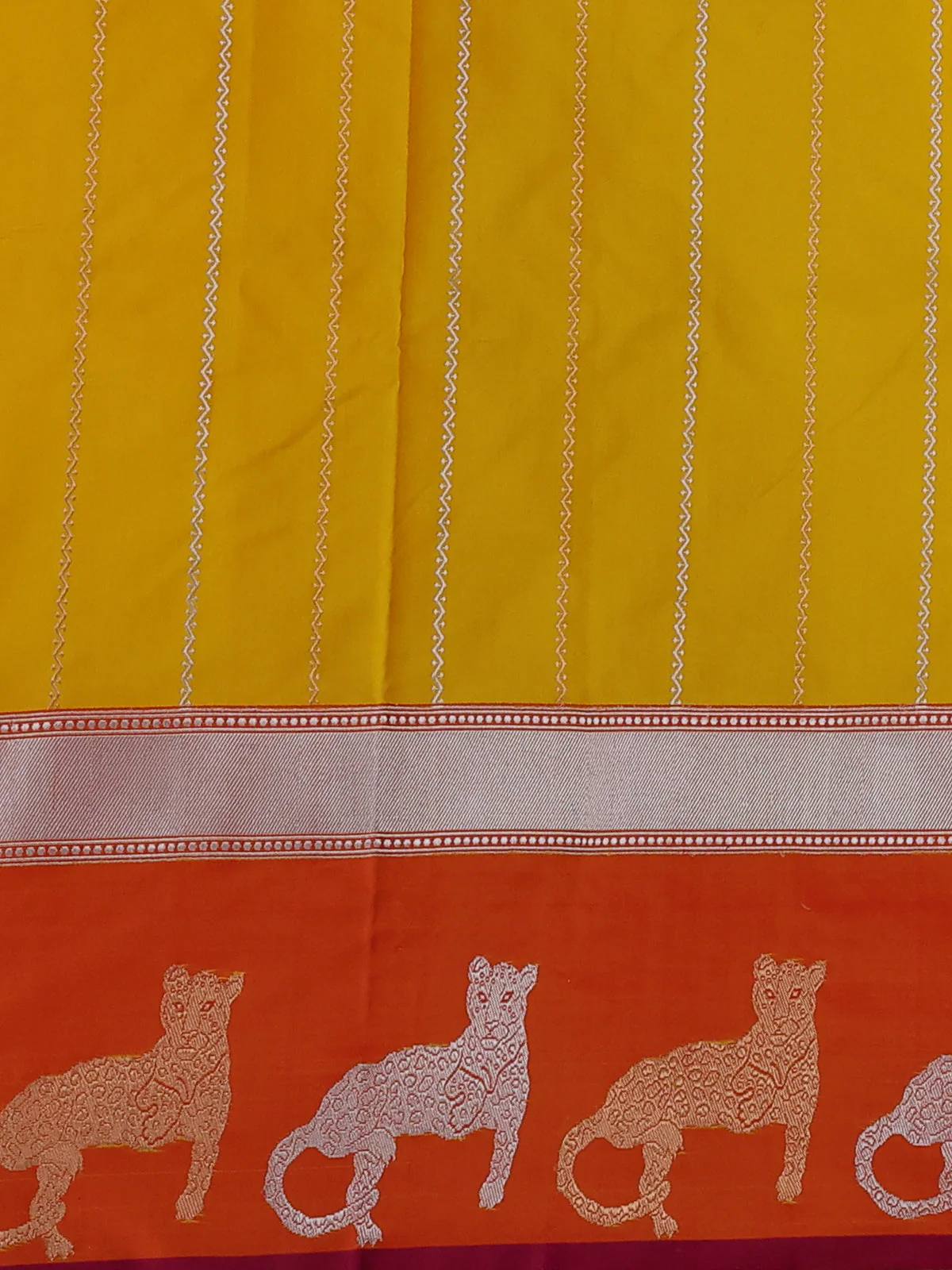 Yellow - Orange Banarasi Mushru Silk Saree - Image 4