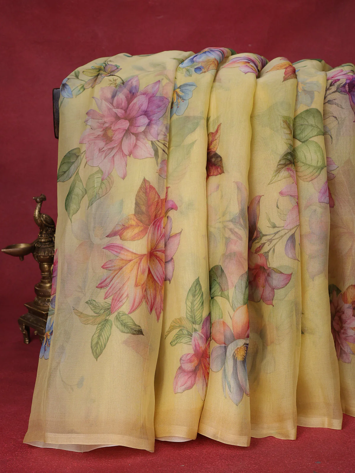 Yellow Organza Silk Saree - Image 2