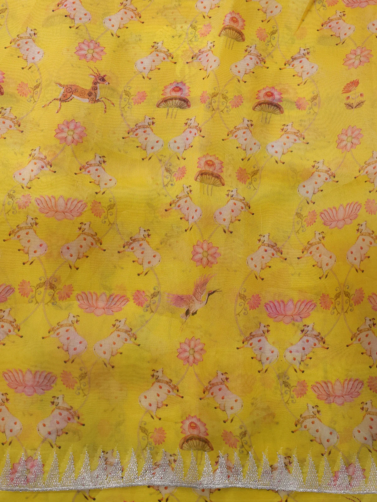 Yellow Organza Silk Saree - Image 4