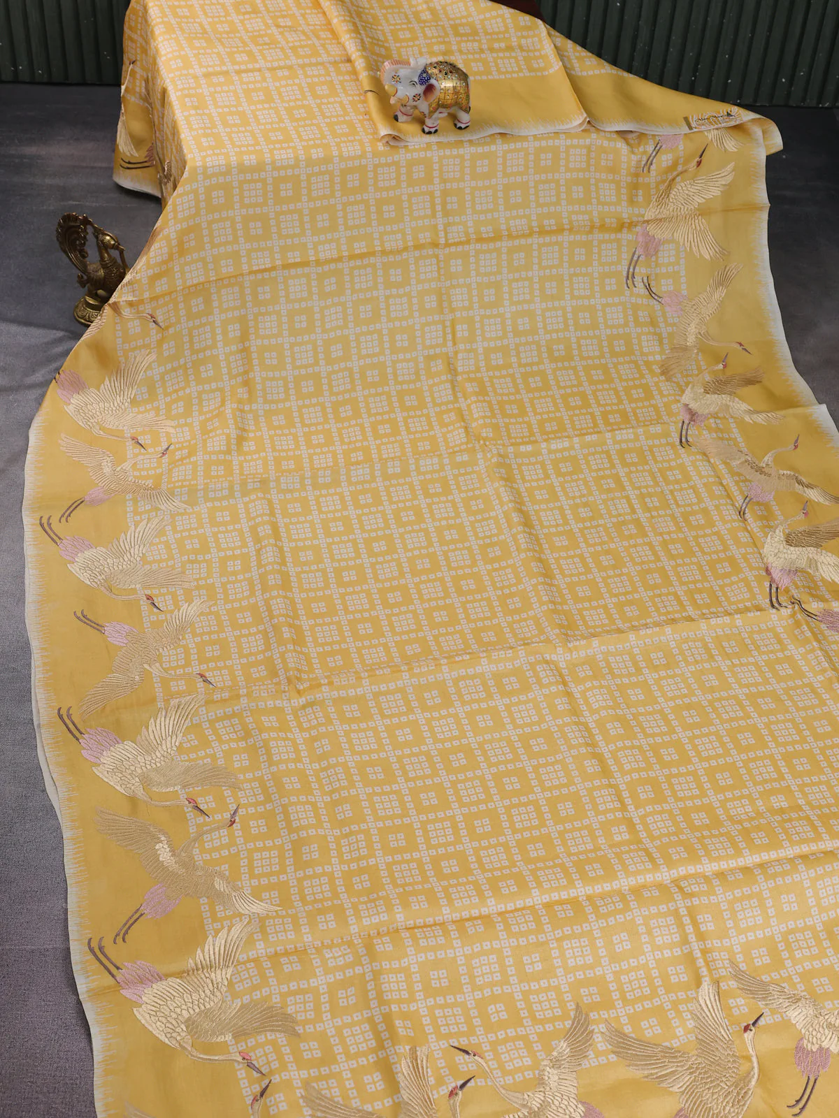 Yellow Pure Tussar Silk Saree - Image 2