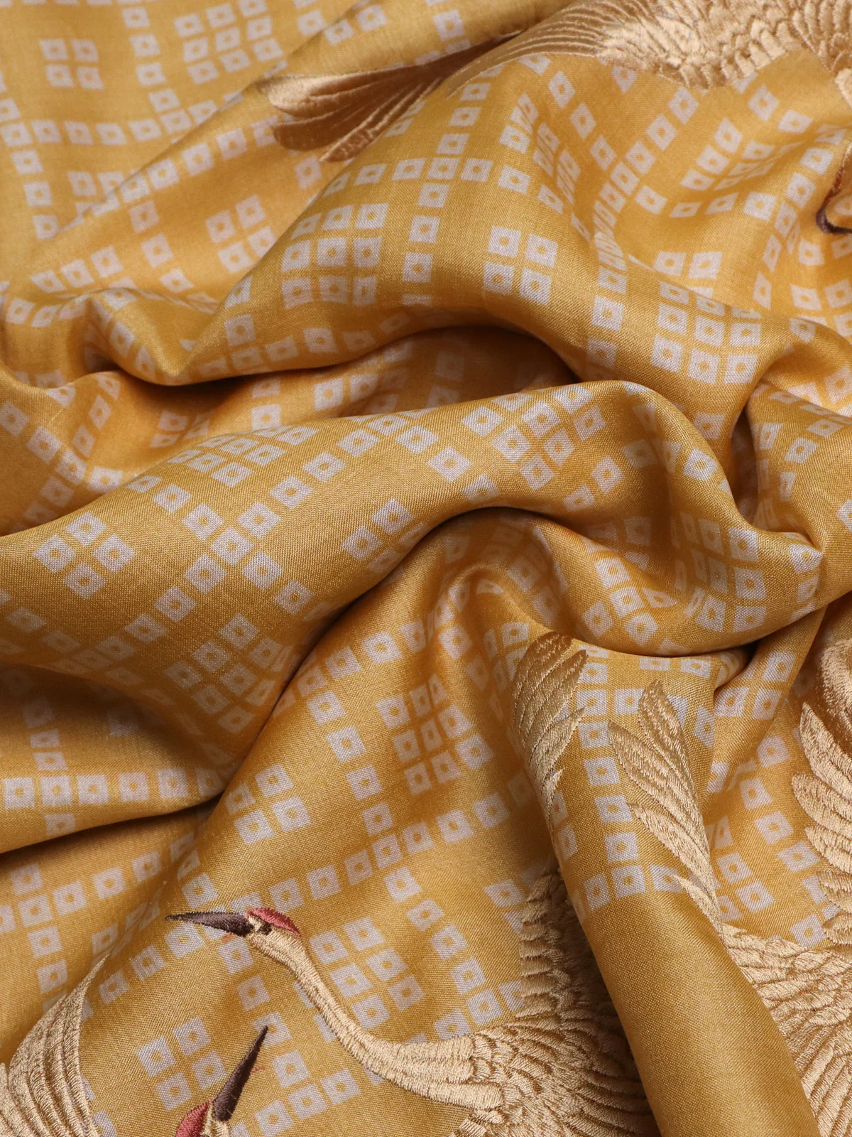Yellow Pure Tussar Silk Saree - Image 3