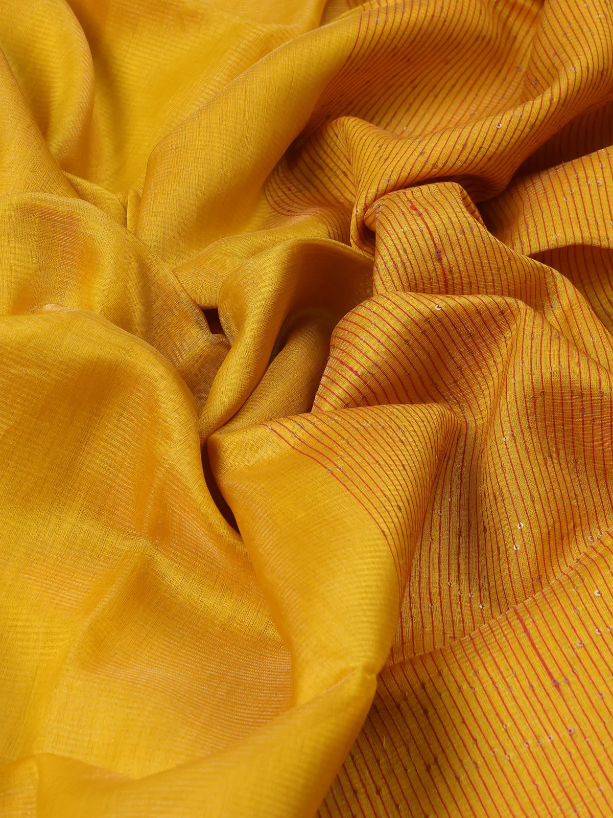 Yellow - Red Muslin Organza Saree - Image 3