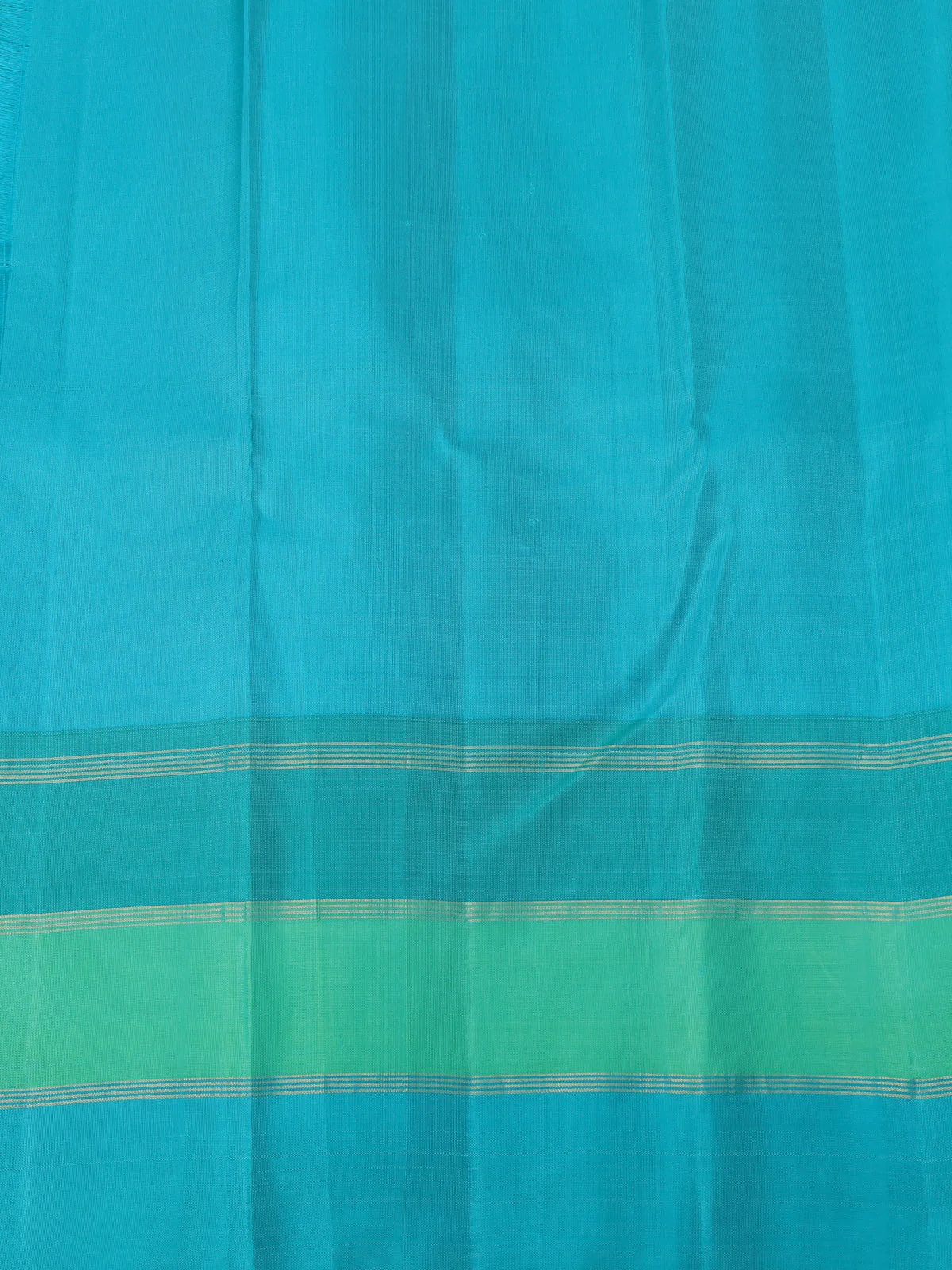 Yellow -Teal Green Pure Kanchipuram Silk Saree - Image 4