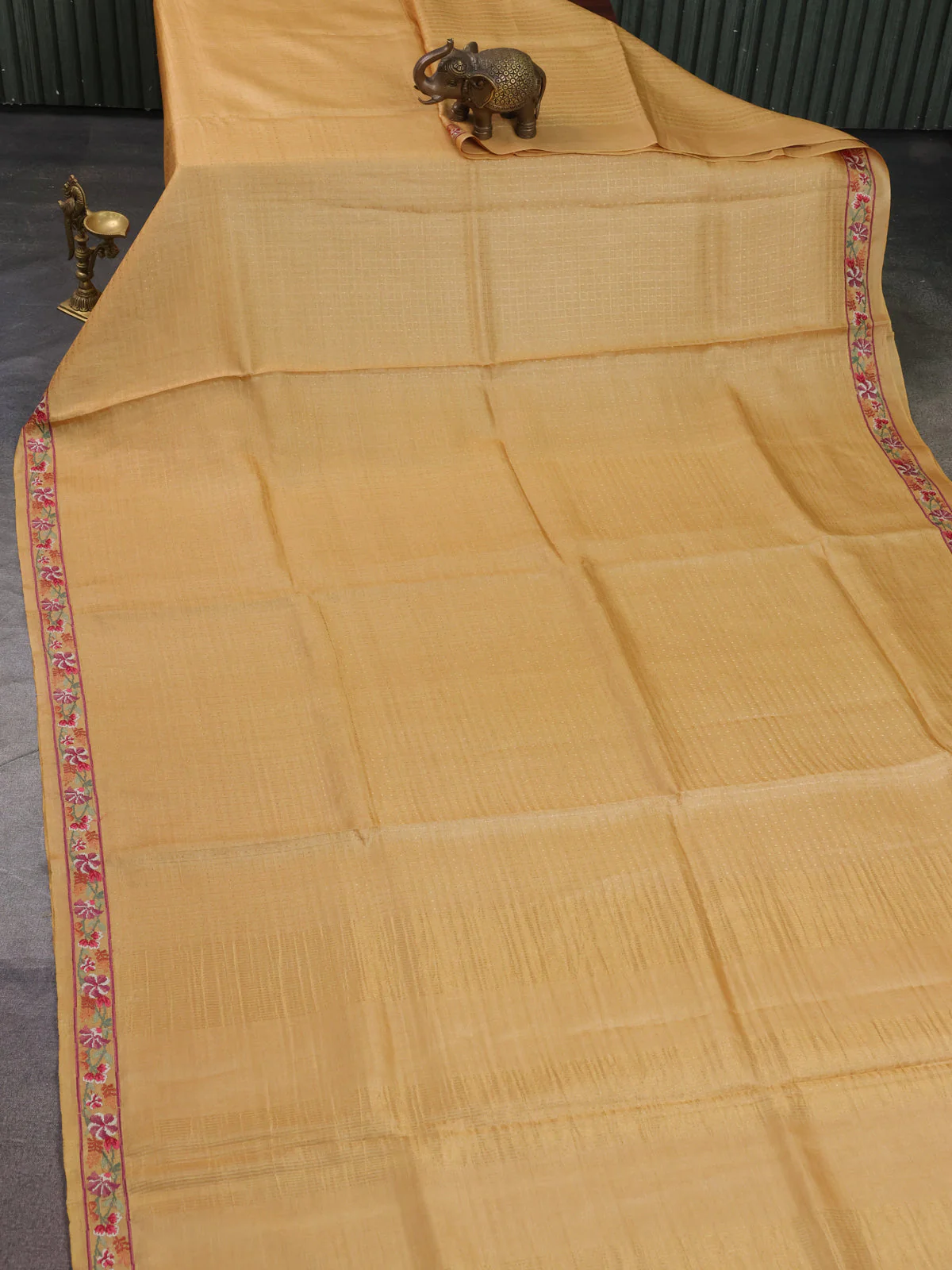Yellow Tussar Silk Saree - Image 2