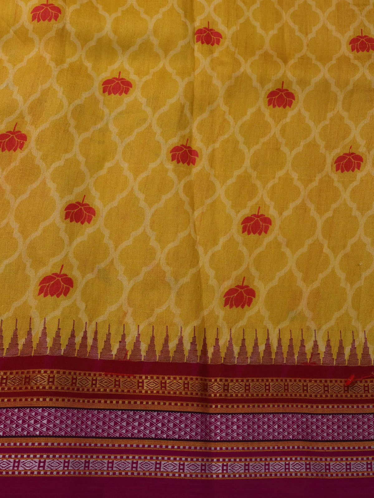 Yellow Tussar Silk Saree With Pichwai Digital Prints & Vidarbha Border - Image 4