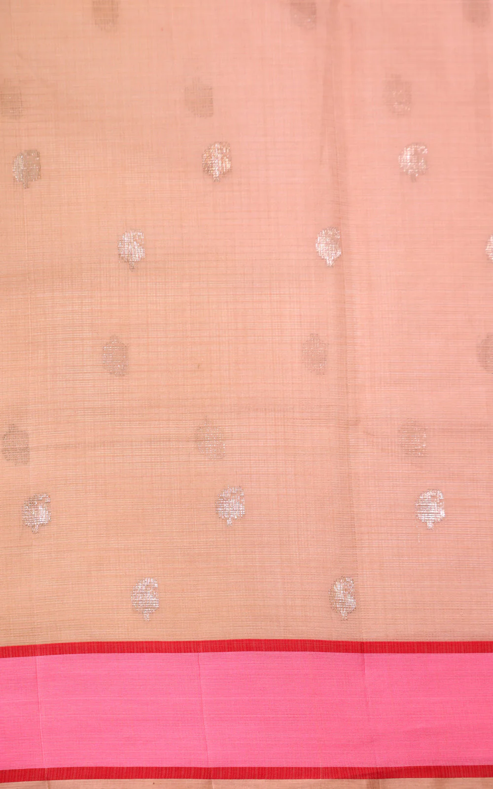Beige & Pink Zari Kota Saree With Floral Motif - Image 7