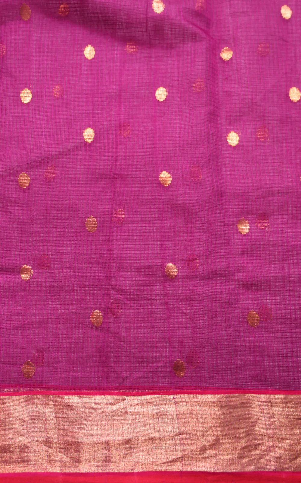 Deep Purple Zari Kota Saree With Jamdani Weaves - Image 6
