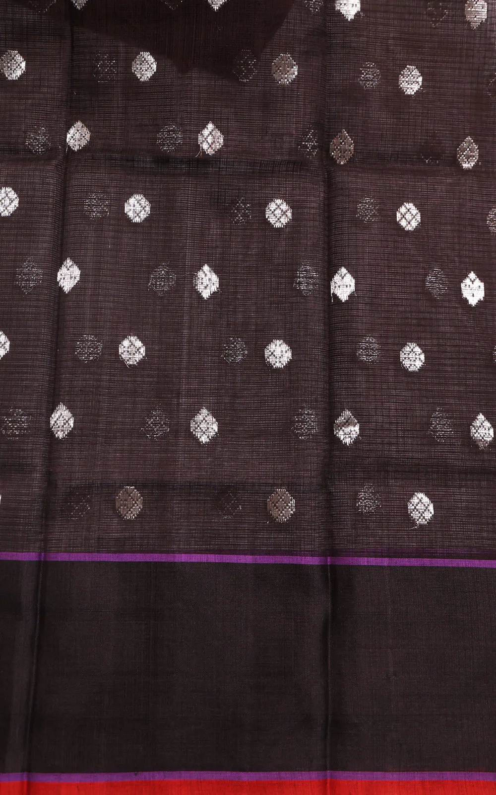 Grey & Black Zari Kota Saree With Jamdani Weaves - Image 7