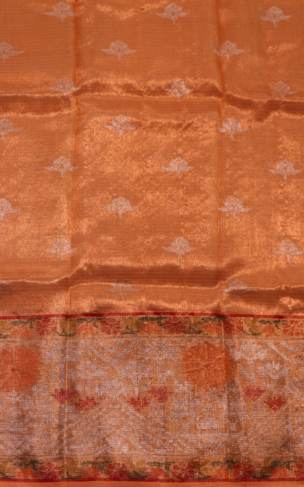 Pastel Grey Zari Kota Saree With Jamdani Weaves - Image 6
