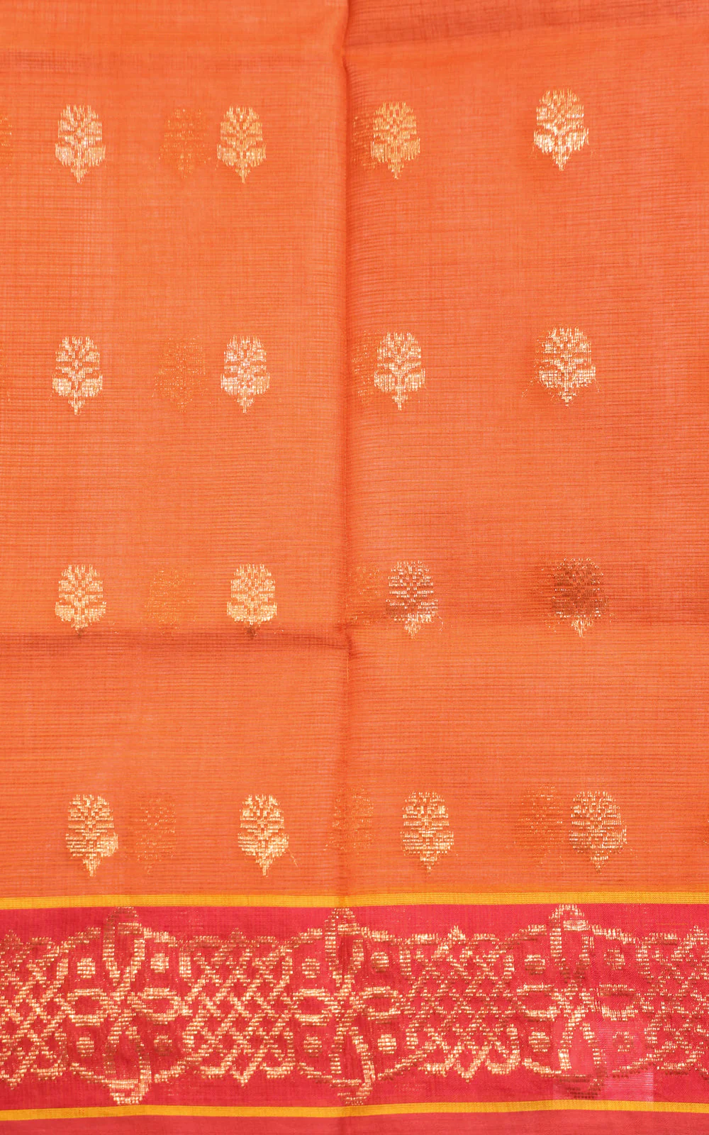 Orange Zari Kota Saree With Jamdani Weaves - Image 8