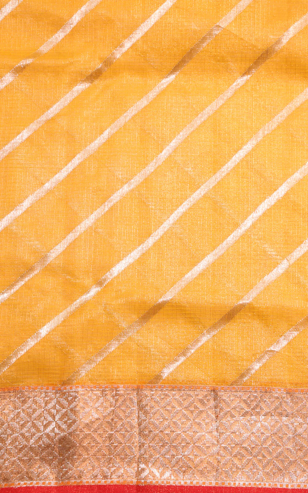 Yellow Zari Kota Saree With Jamdani Weaves - Image 9